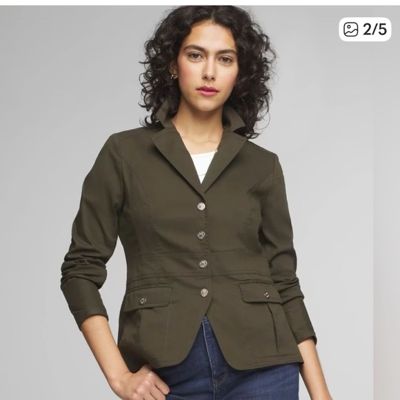 White House Black Market Dark Green Blazer - Picture 2 of 10